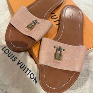 Louis Vuitton Ebene Lock It Flat Mules 38 – The Closet